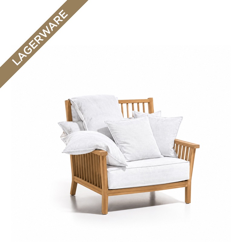 Gervasoni GRAY 01 Sessel, Eiche natur mit Bezug Lino Bianco