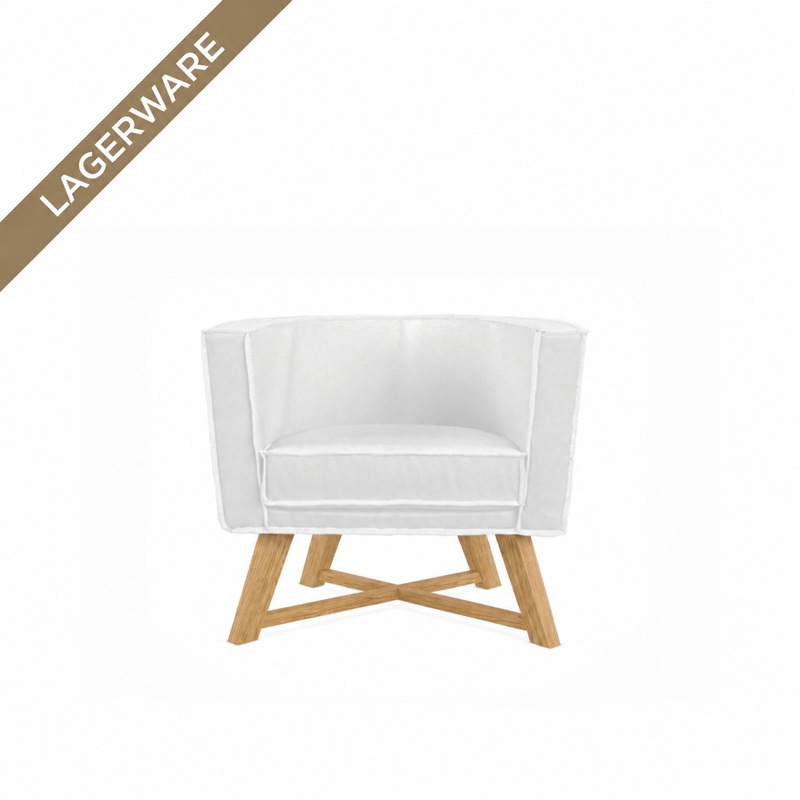 GRAY 08 Polstersessel Eiche natur, Bezug Lino Bianco